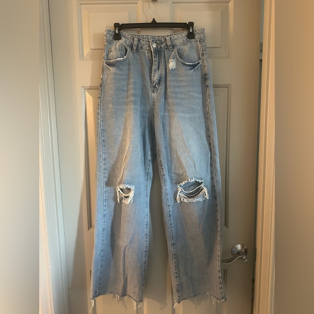 SHEIN Light Blue Distressed Jeans